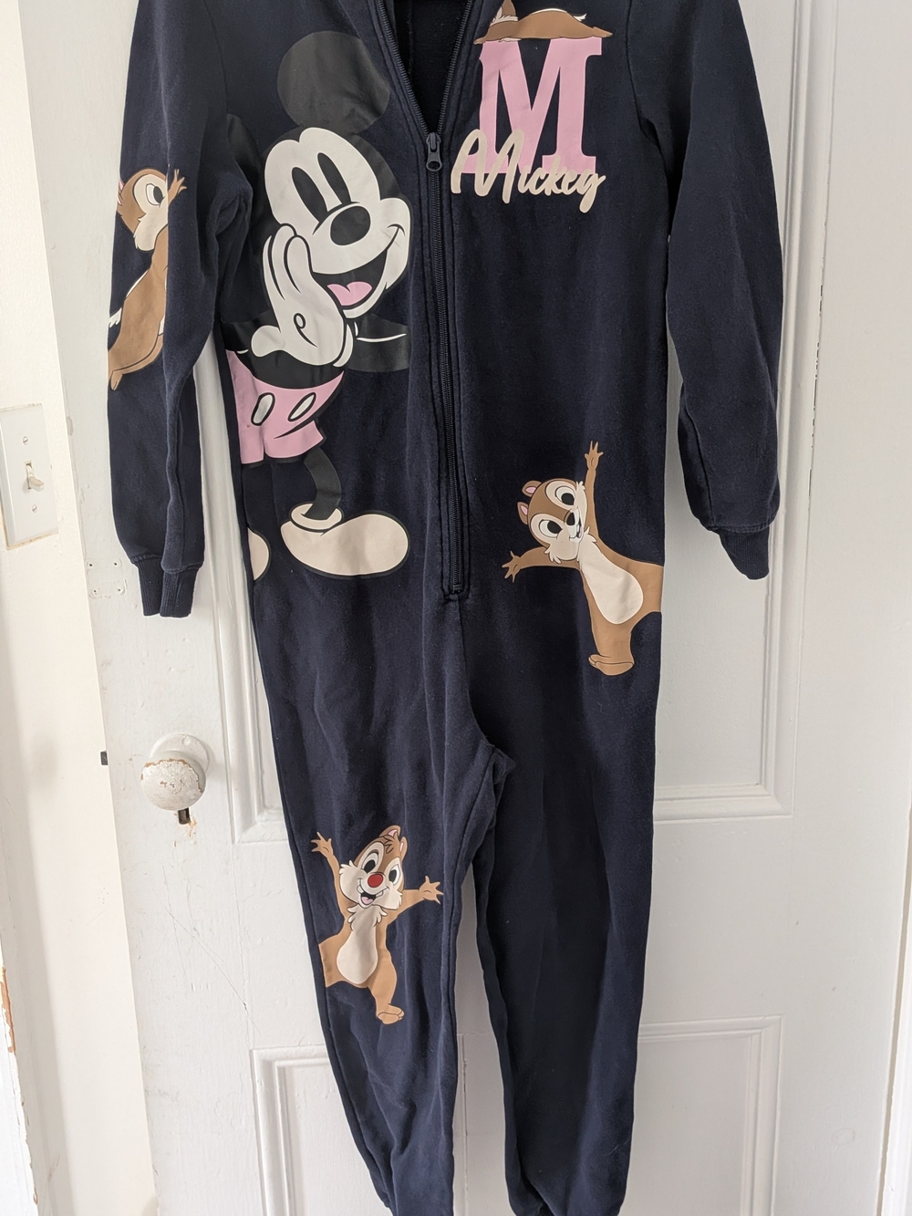H&M Navy Pink Mickey & Chip 'n' Dale One-Piece Footie Pajamas